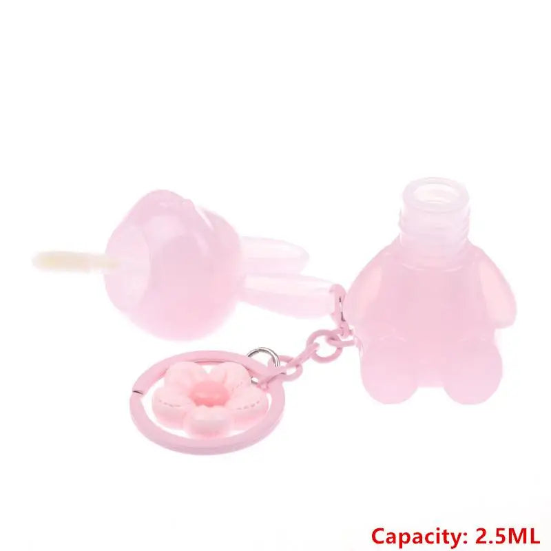 Empty Cute Bunny Shape Lip Gloss Tube Keychain Rabbit Refillable Lip Glaze Container Cosmetic Packaging Bottle With Pendant Vue Pink