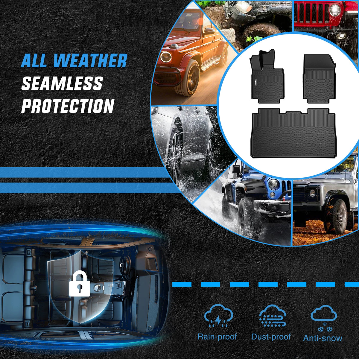 Nilight Floor Mats for Tesla Cybertruck Cyber Truck 2023 2024 2025 2026 All Weather Custom Fit Heavy Duty Floor Liners Vue