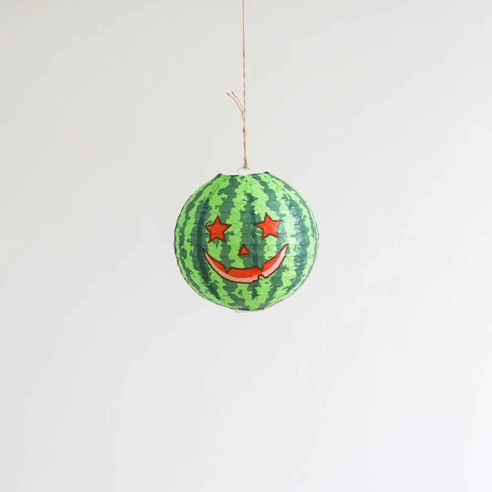 Creative 20cm Halloween Watermelon Lantern Green DIY Watermelon Ghost Face Lantern Festival Lanterns Indoor Outdoor Vue 20 cm Style D