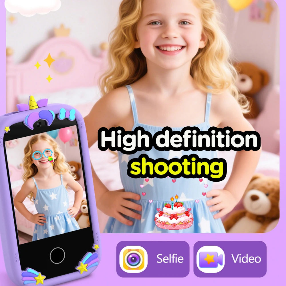 Kids Smartphone Toy with 18 Puzzle Games Camera MP3 Player, Learning Phone for Boys Girls Cell Phone Gift for Birthday Christmas Vue