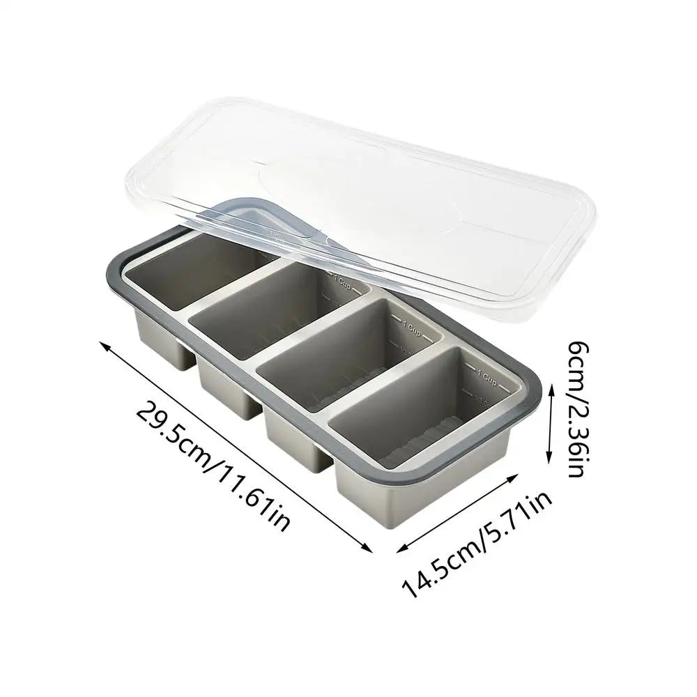 Soup Cubes Freezer Tray with Lid Easy Release Freezing Container Soup Freezer Containers for Sauce Broth Rice Liquid Leftover Vue Gray