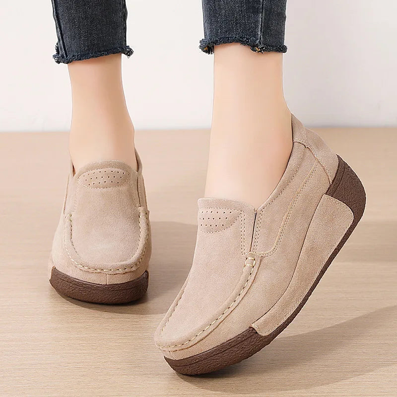 Women's Genuine Leather Loafers – Handmade Suede Moccasins Leather Loafers Vue