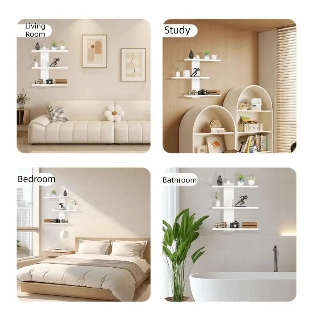 Simple Wall Mounted Storage Rack Bathroom Multi Functional Book and Plant Display Stand Kitchen Detachable Floating Wall Bracket Vue