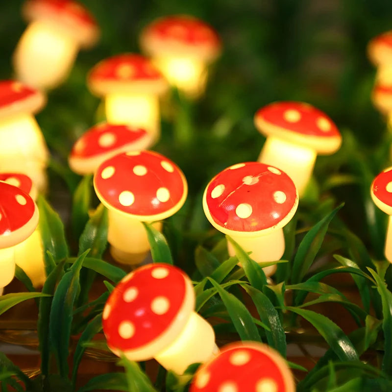 2024 Holiday Red Mushroom Led String Lights Indoor Novelty Room Decoration Battery Navidad Lights Party USB Warm Light 412 Vue