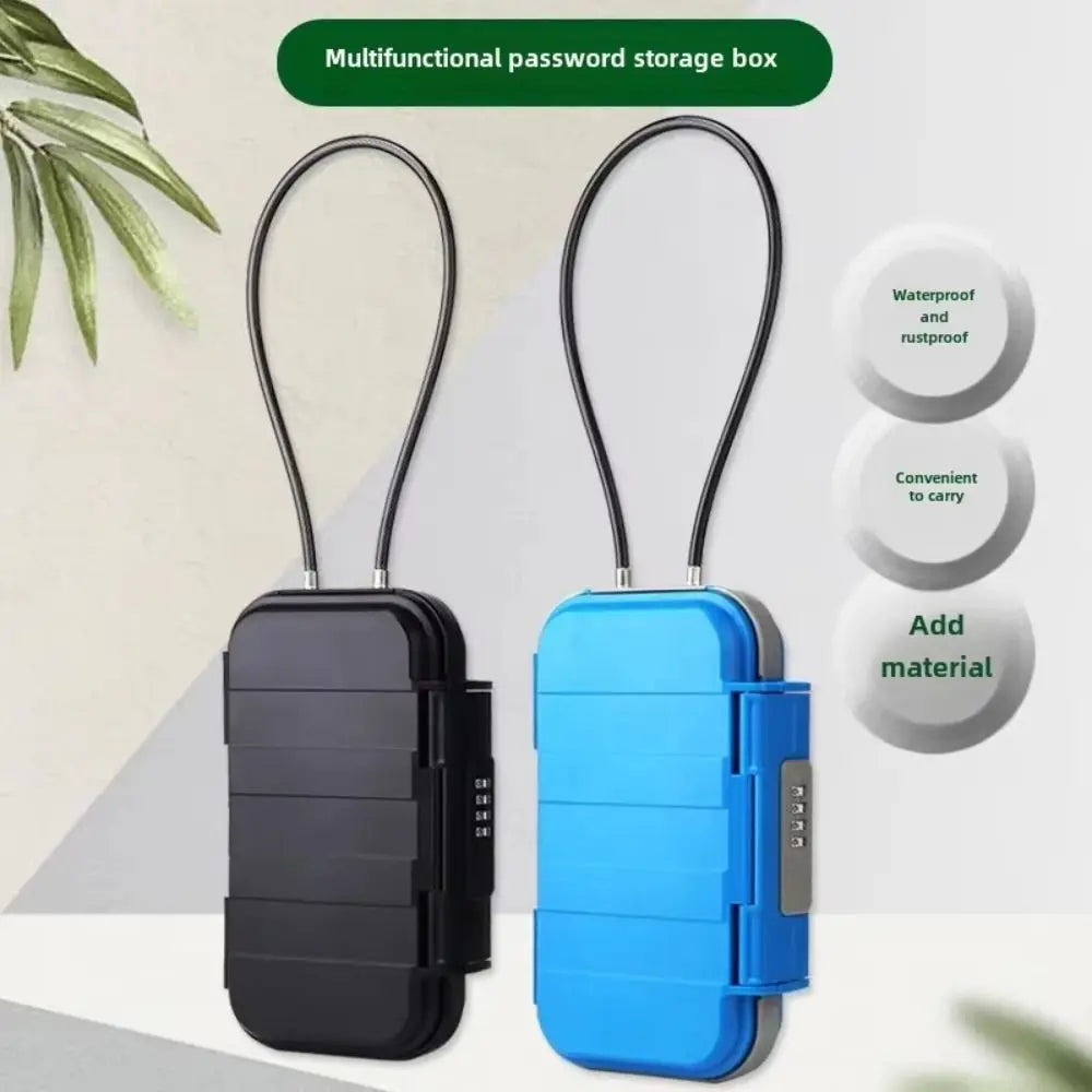 4-Digit Combination Combination Lock Box Solid ABS Material Detachable Steel Wire Storage Box Water Resistance Vue
