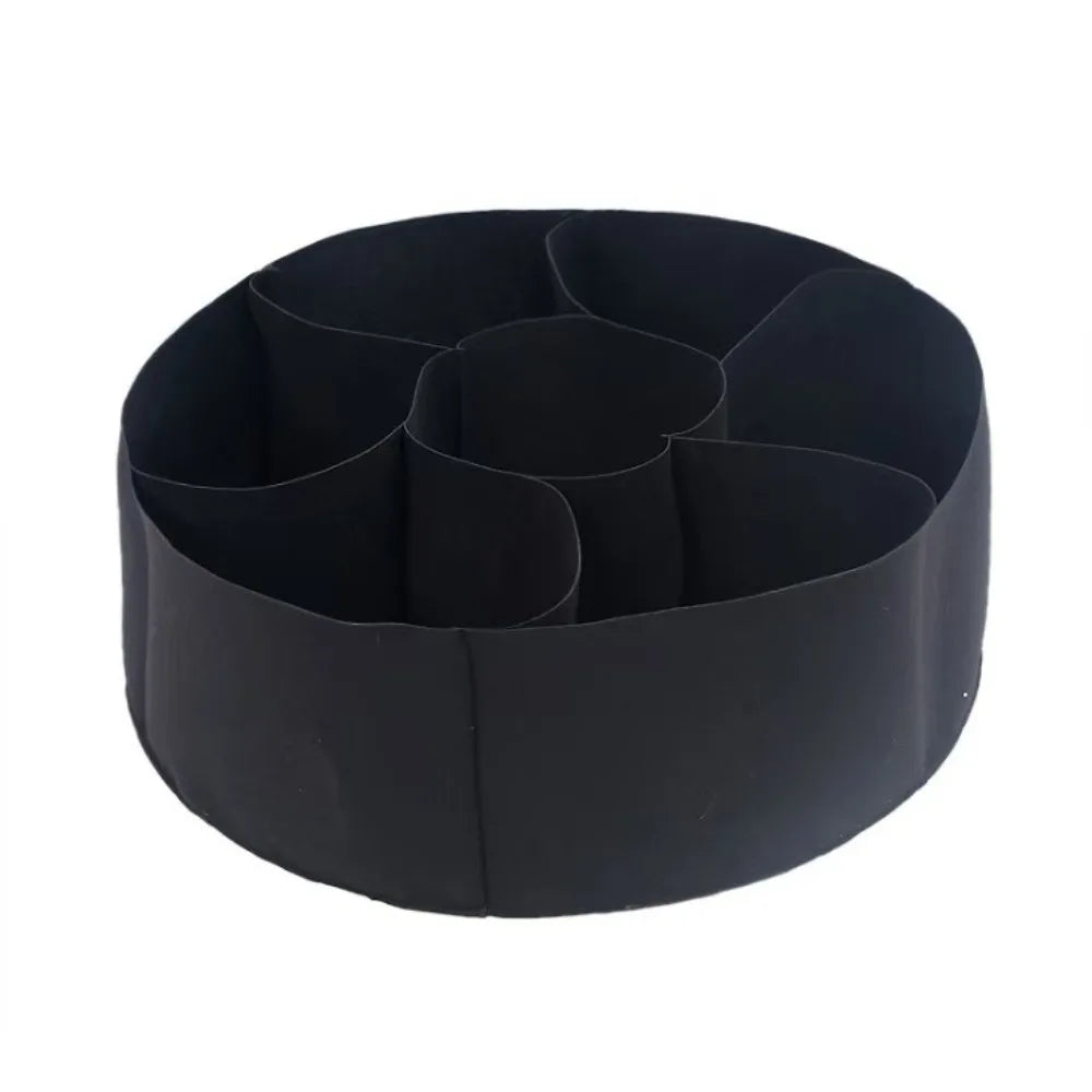 7 Grids Garden Grow Bags Circular Freestanding Divided Planter Heavy Duty Felt Root Aeration Plant Nursery Vue Black-35.43x11.81in