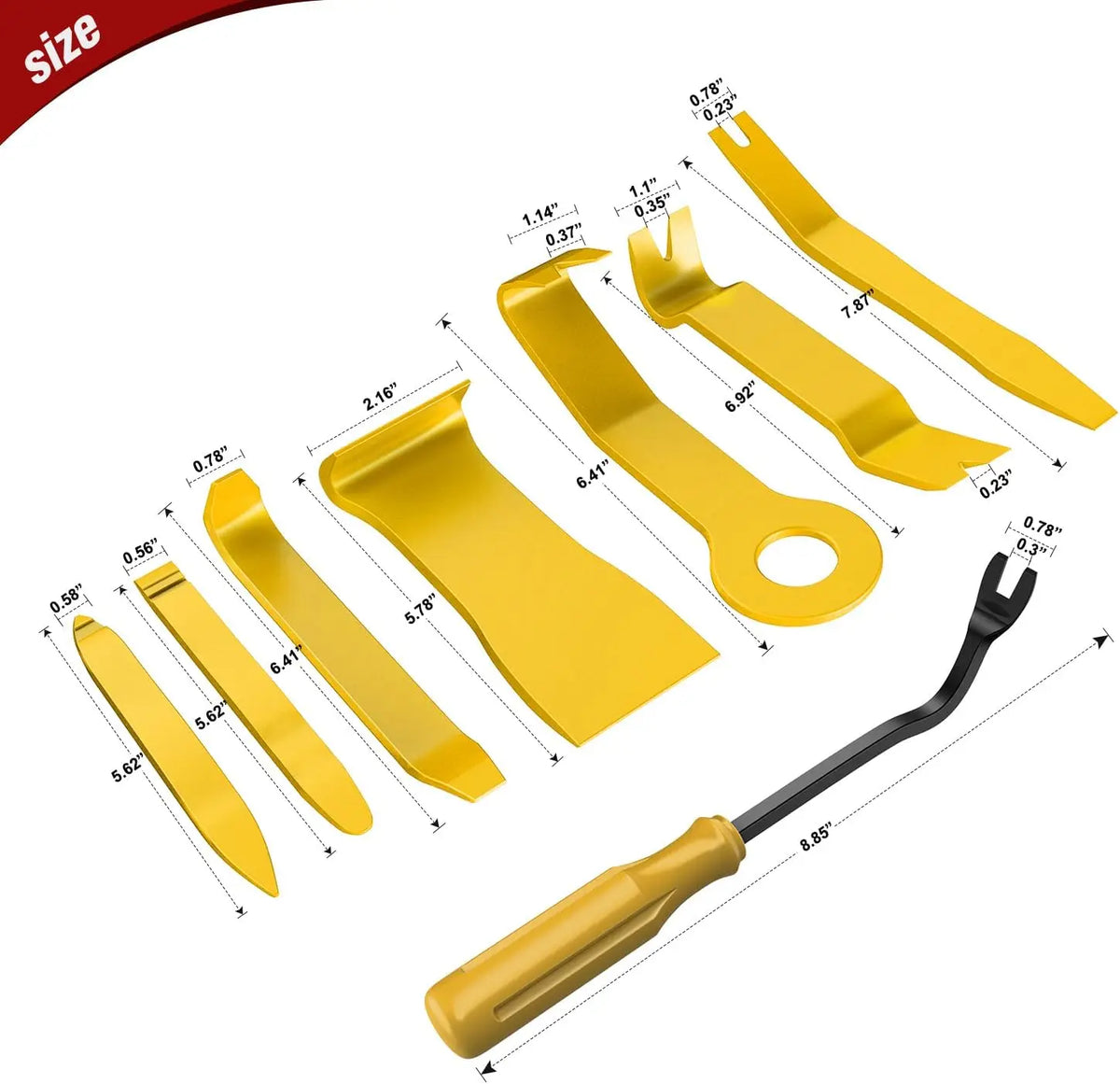 Nilight 8PCS Auto Trim Removal Tool Kit No-Scratch | Removal Tool Kit for Car Audio Dash Panel Window Molding Fastener Remover Tool Kit-Yellow Vue