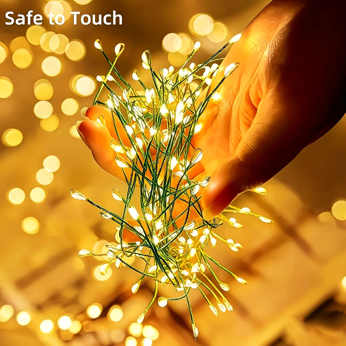 USB Plug-in Wild Firefly Cluster String Lights, Irregular Branch Burst Lamp, Flexible Wire Lights for Holiday Scene Ornament Vue Warm White 6M200LED USB Type-C