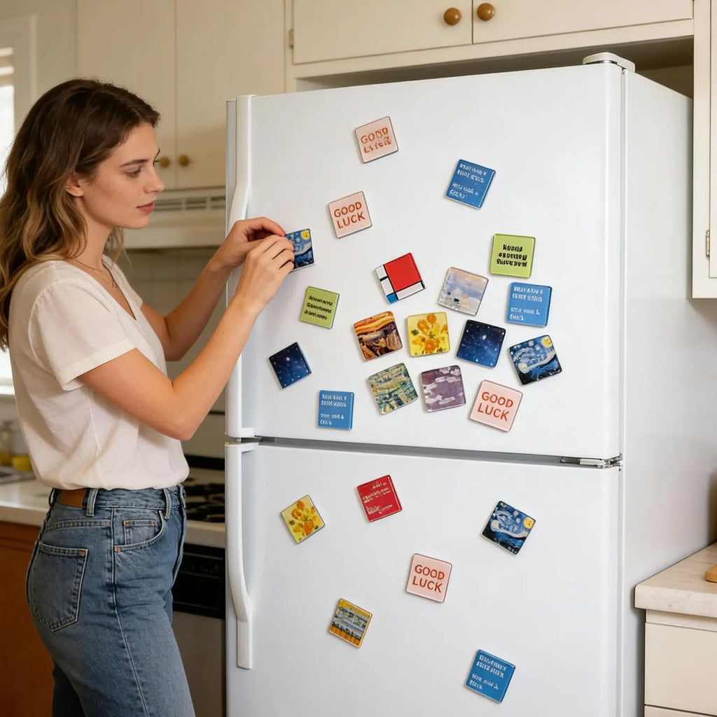 10 Piece Adhesive Acrylic Square Magnet Making Kit Clear Refrigerator Magnet Design Set for Kitchen Cabinet Classroom Vue