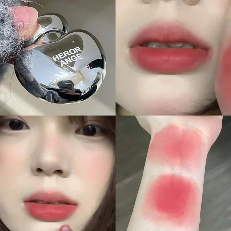 Silver Heart Lipstick Velvet Matte Blush Mud Clay Lip Gloss Lip & Face Liquid Lip Tint Cream Pigment Long Lasting Silky Cosmetic Vue 06