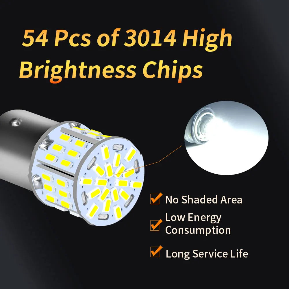 2PCS Ultra Bright LED Brake Stop Reversing 1156 BA15S P21W S25 G18 1157 BAY15D P21/7W 12V Plug and Play Car Lights Turn Signals Vue