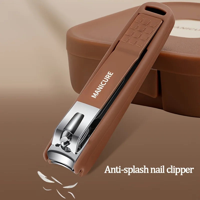 1pc Anti-Splash Nail Clipper for Thick Toenails & Fingernails - Curved Blade, Wide Mouth Design, Splash-Proof Ergonomic Handle - Vue