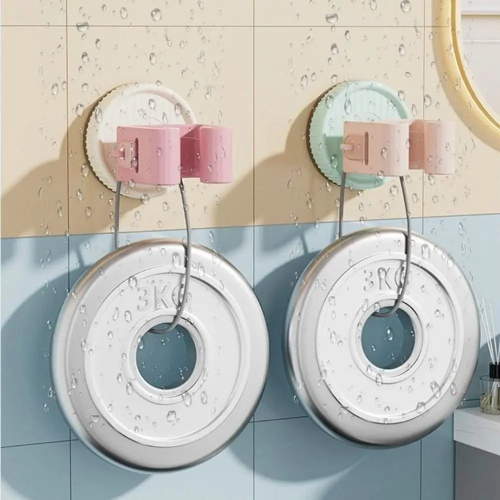 3PCS Plastic Suction Cup Mop Holder Space Saving Wall Mounted Mop Storage Rack Waterproof Broom Storage Brackets Living Room Vue