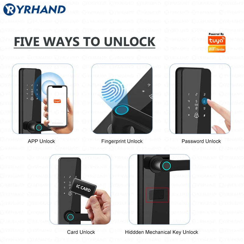 Outside Front Cerradura Inteligente Waterproof Tuya wifi Smart Door Lock Anti-lock Digital Protection Electronic Lock 6068 Vue