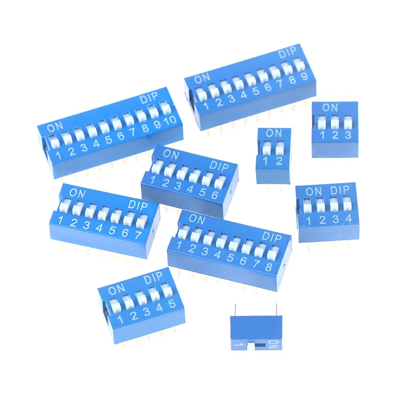 10Pcs Slide Type Switch Module 1 2 3 4 5 6 7 8 10Pin DIP Switch Kit 2.54mm Toggle Switch Blue Snap Switches Vue