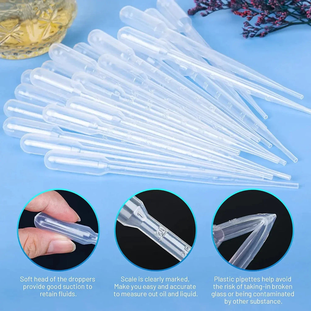vvocci Laboratory Equipment /Lot Pipette100Pcs 1ml 2ml 3ml 5ml Disposable Graduated Container Liquid Dropper Straw Makeup Tools Vue
