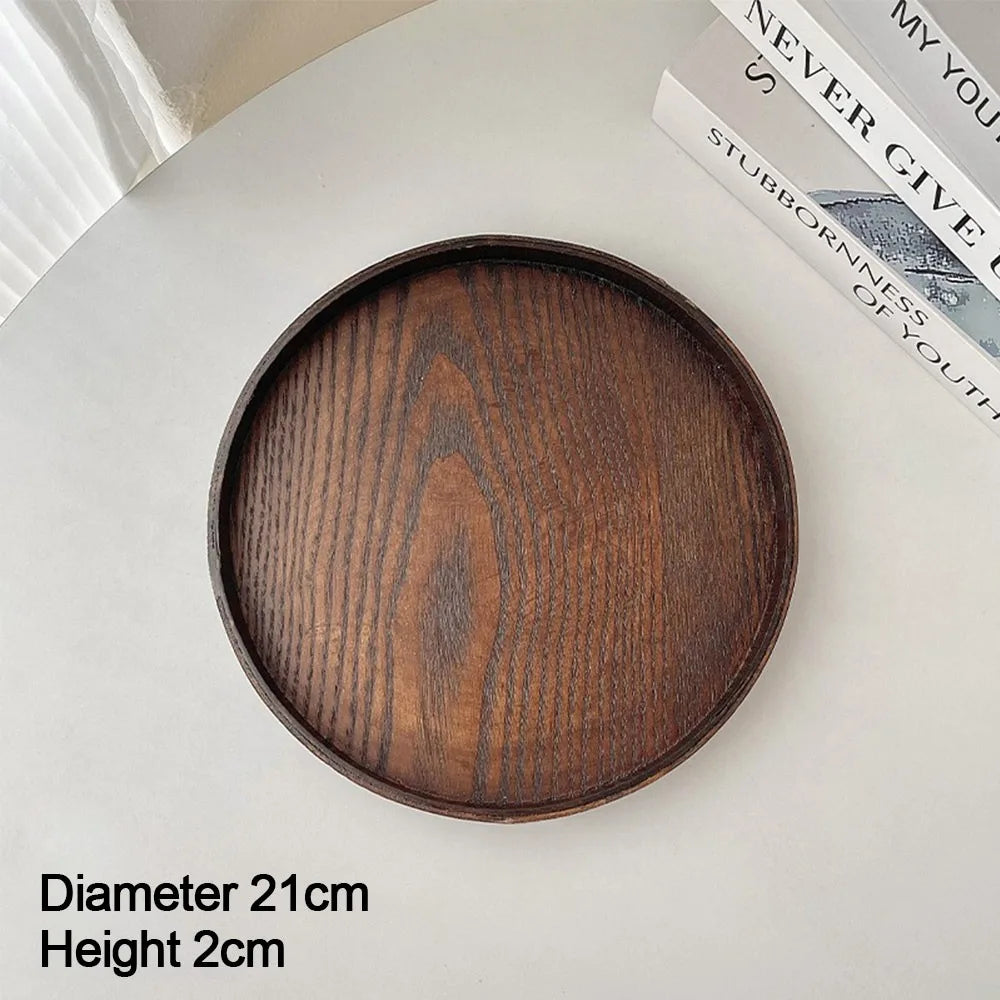 Vintage Round Serving Tray Wooden 21 24 27 30 Wood Platte Dessert