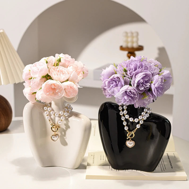 Sculptural Ceramic Lady Shoulder Vase Artistic Luxury High End Home Decor Tv Cabinet Living Room Centerpiece For Women Gift Vue