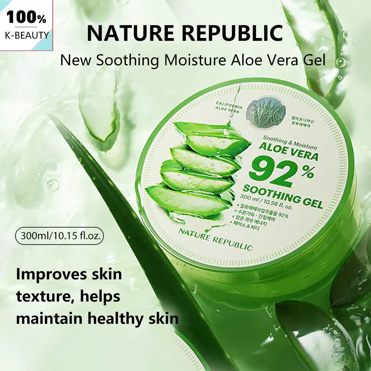 Nature Republic New Soothing Moisture Aloe Vera Gel,Basic Moisturizing,Deep Moisturizing,Korean Skincare，K-Beauty,Korean Makeup Vue