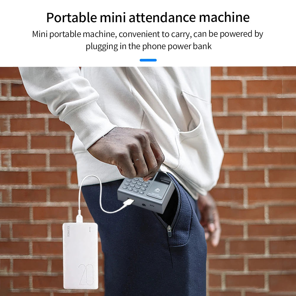 Mini Portable Fingerprint Time Attendance Absence Machine 1000 Users RFID Access Control Office Fingerprint/Card/Password Unlock Vue