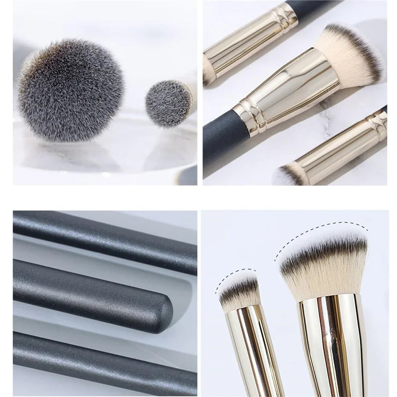 3pcs Foundation Brush and Concealer Brush Set Seamless Cover Synthetic Dark Circle Liquid Cream Brush Cosmetics Contour Brushes Vue