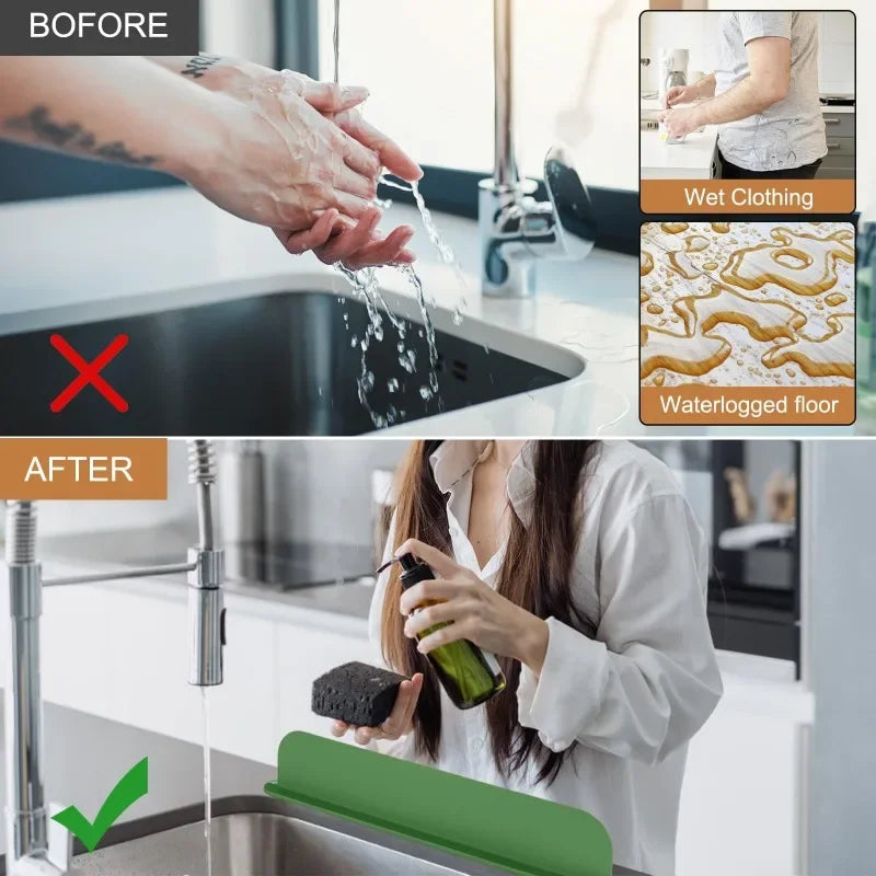 Black Reusable Silicone Sink Splashback Dishwashing Stopper Kitchen Splashback Sink Stopper Countertop Protector Easy To Install Vue