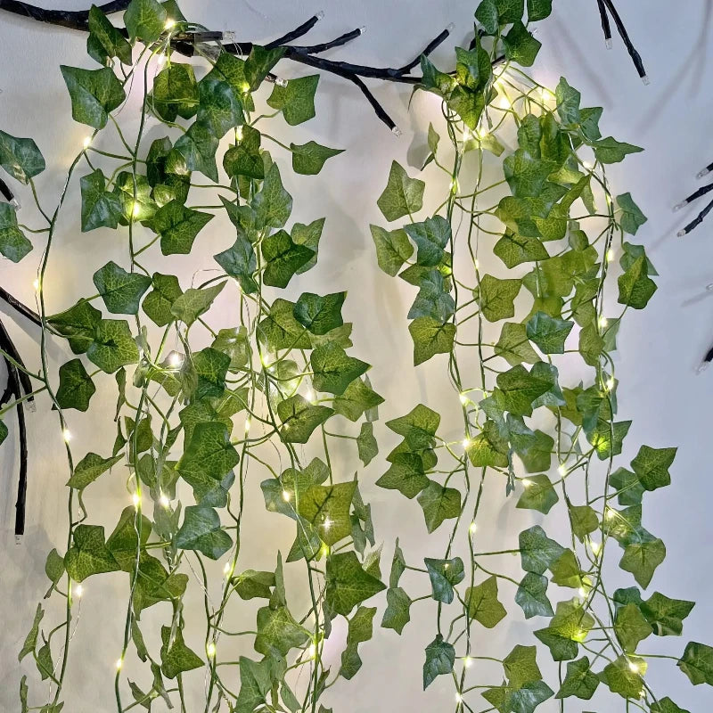 1 Pack Realistic Greenery Vines with 20 LED String Lights Indoor Outdoor Decor for New Year Wall Home Room Office Birthday Party Vue