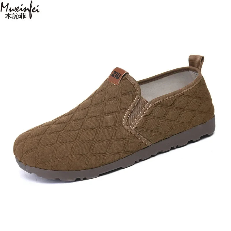 Women's Flat Slip-On Shoes – Breathable Checkered Fabric Flats Flat Slip-On Shoes Vue