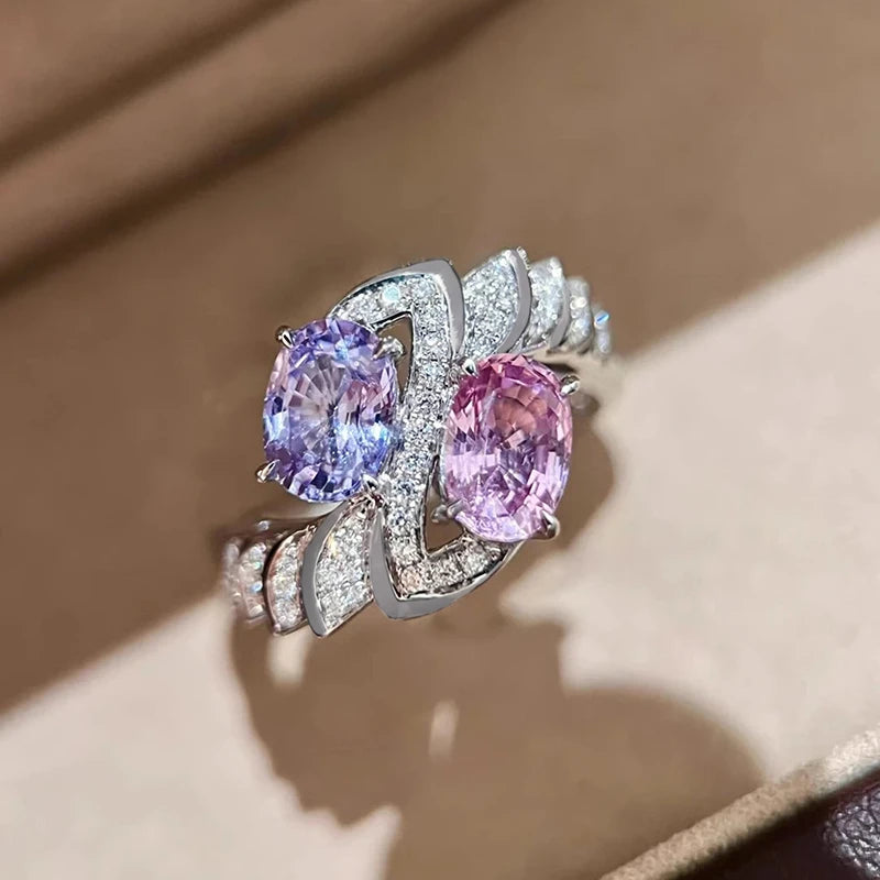Huitan Purple Pink Cubic Zirconia Sparkling Women's Ring Fashion Ring Vue A181 8