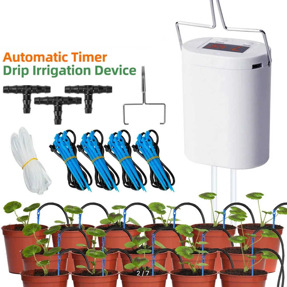 Automatic Plant Flower Watering Pump 2/8/16 Heads Pump Self-Watering Kit Automatic Timer Waterers Drip Irrigation Garden Tool Vue