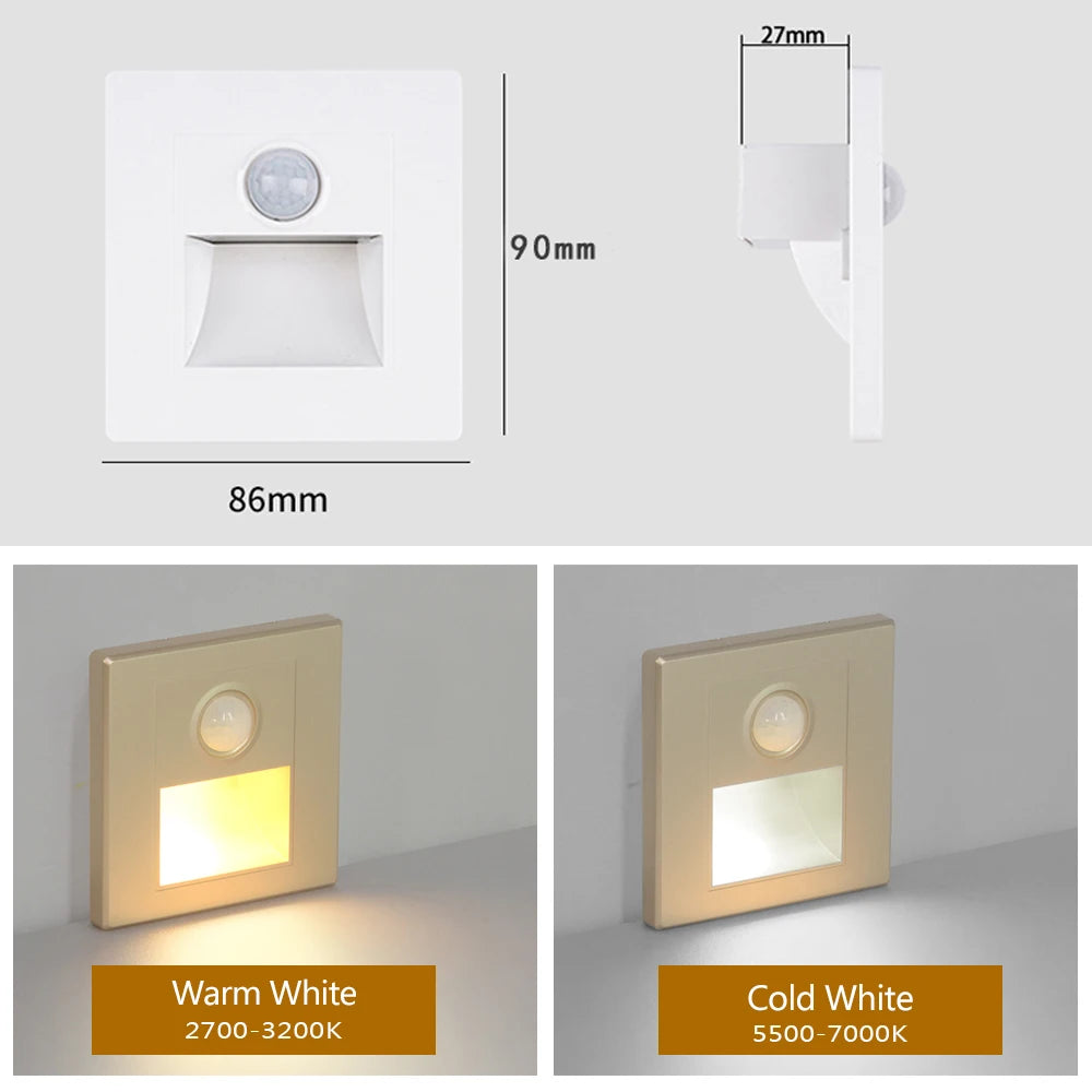 PIR Motion Sensor LED Step Wall Light – Recessed Stair Lamp Motion Sensor Wall Light Vue