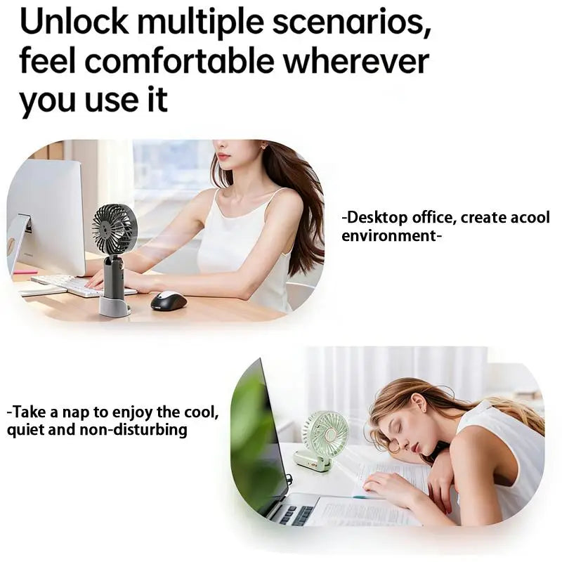 Portable Handheld Mini Fan Foldable Neck Hanging Fans 5 Speed USB
