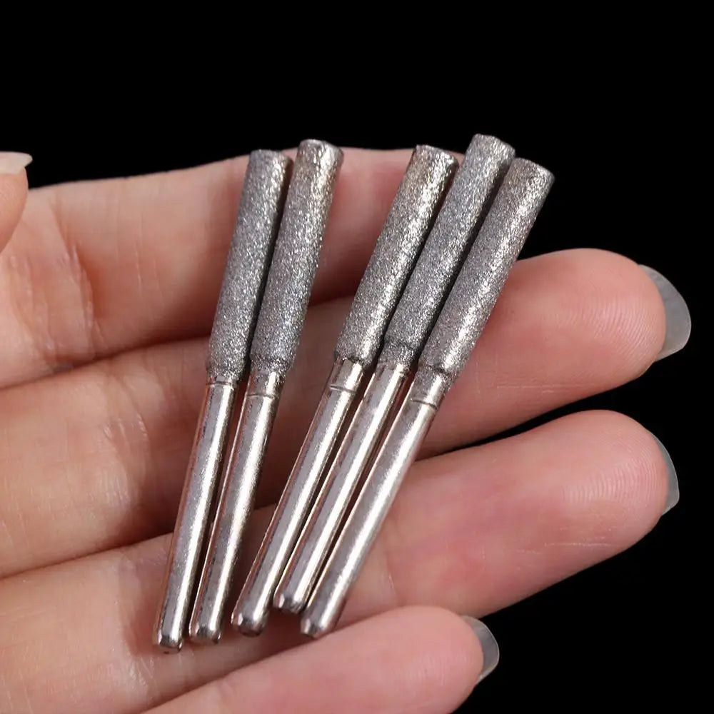 5pcs 4/4.8/5.5mm Diamond Coated Chainsaw Sharpener Stone Polishing Cylindrical Burr Chainsaw File Gold Silver Saw Sharpening Vue