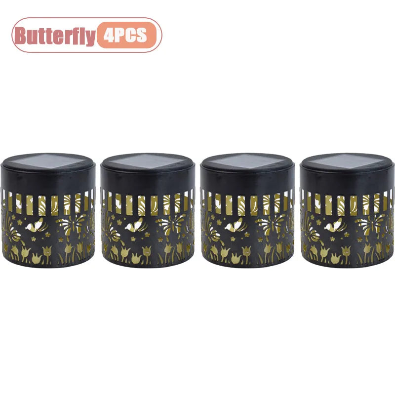 1-8PCS Solar Powered Outdoor Wall Sconce Hummingbird Butterfly Silhouette Projection Lamp for Garden Courtyard Fence Patio Decor Vue Butterfly-4PCS