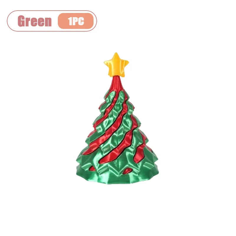3D Printed Dual Color Spiral Christmas Tree Toy Creative Swirl Cone Stress Relief Gift for Kids Holiday Decoration Xmas Gift Vue Green-1PC
