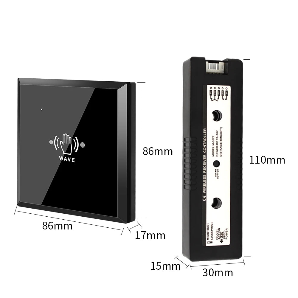Wireless No-Touch Access Control Switch 2.4GHz Infrared Induction Exit Button Remote Door Release with Receiver for Public Use Vue Default Title