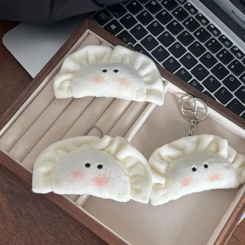 New Cute Plush Dumpling Pendant Keychain Soft Stuffed Keyrings For Boy Girl For Bag Decorations Plush Toys Student Accessories Vue