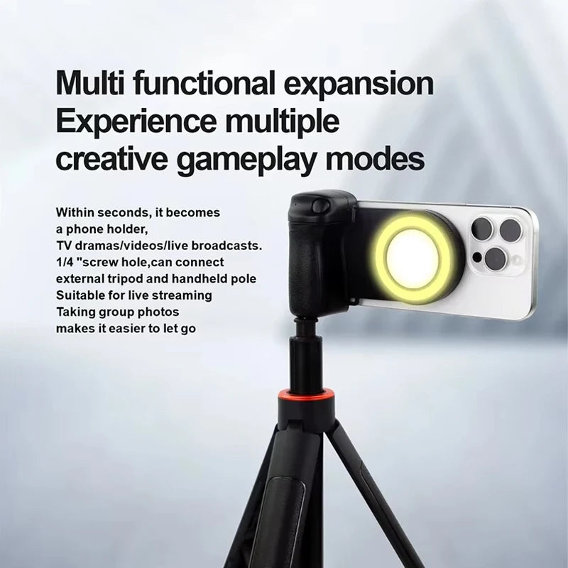 Magnetic Bluetooth-Compatible Shutter Camera Photo Stabilizer with Fill Light & Reflective Mirror for Android iPhone 16 15 14 Vue