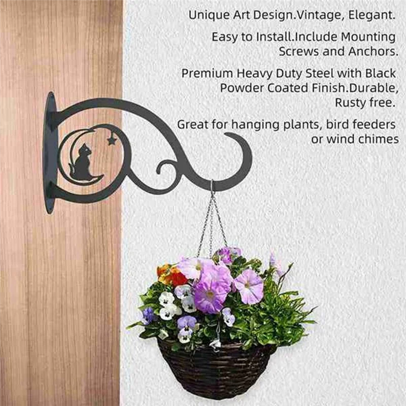 ABKW-2 Piece Garden Iron Hook Bracket Black For Outdoor Indoor Hanging Plants Supplies Vue
