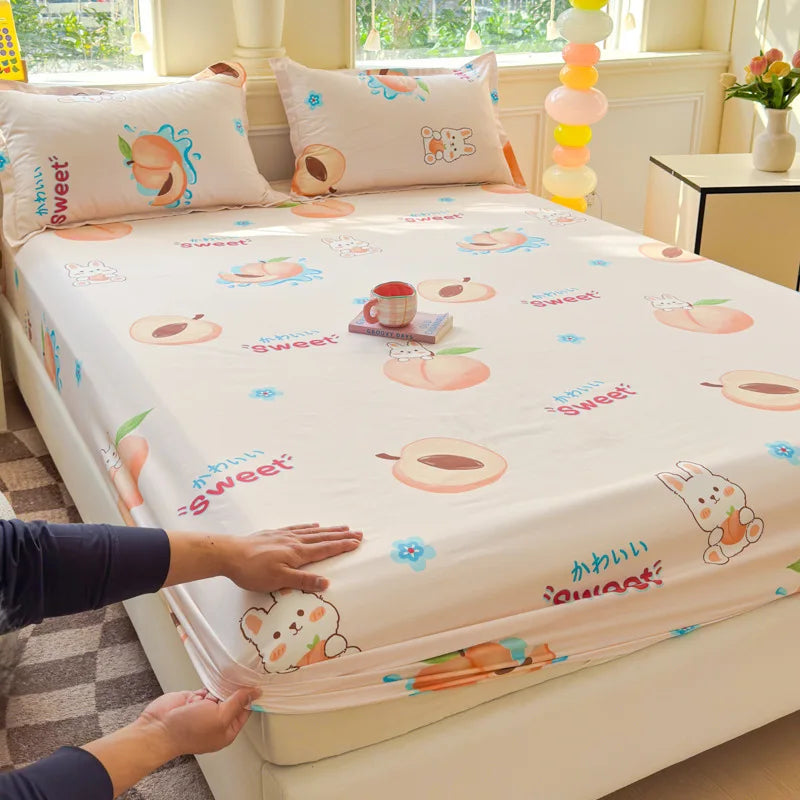 Cartoon Capybara Pattern Fitted Sheet Brushed Microfiber Single Double Mattress Cover Queen Non Slip Bed Sheet with Elastic Band Vue 11 180x220cm