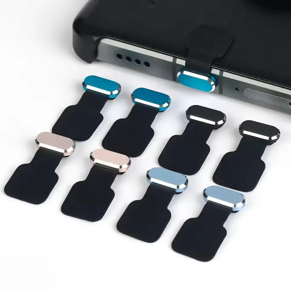 Metal Self Adhesive Type C Dust Plugs Cellphone Anti-dust Protectors for Apple IPhone 17/16/15 Pro Max/15 Plus Samsung Dustplug Vue