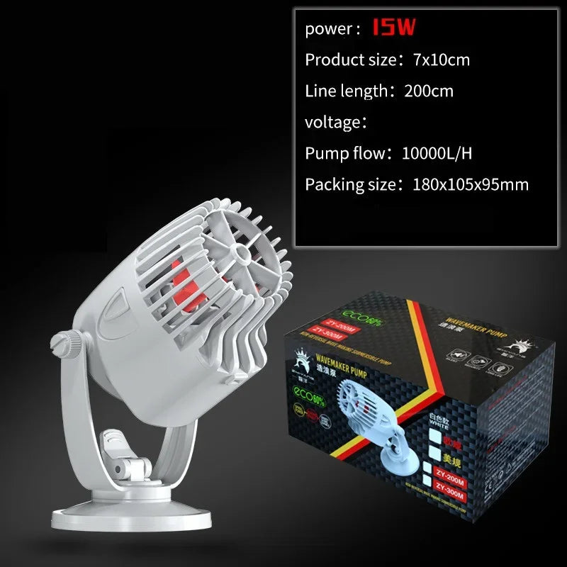 Aquarium Submersible Wavemaker Wave Maker Pump Water Circulation Pump Ultra-Silent Flow Surf Pump for Freshwater Saltwater Tank Vue 15W White US
