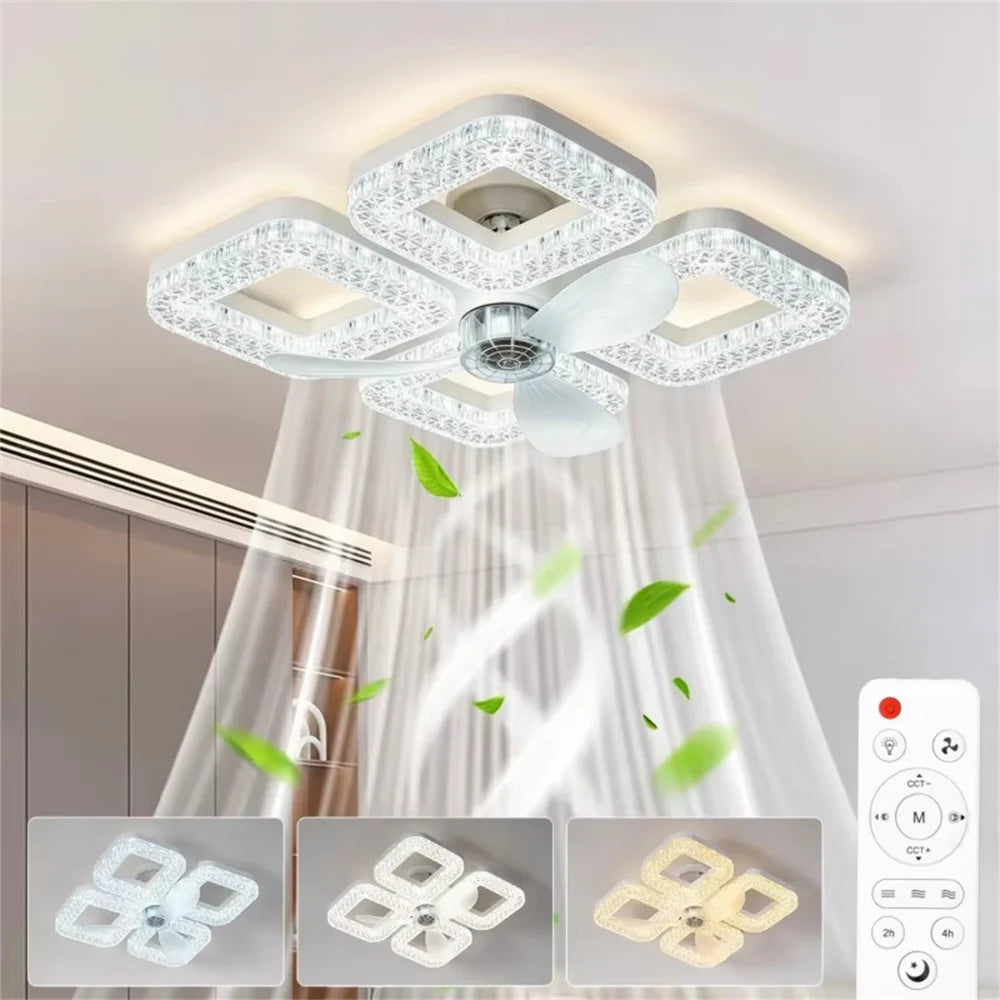 LED Ceiling Fan Light E27 with Remote Control for Dimming Suitable for Living Room Study Household Use 85-265V Vue