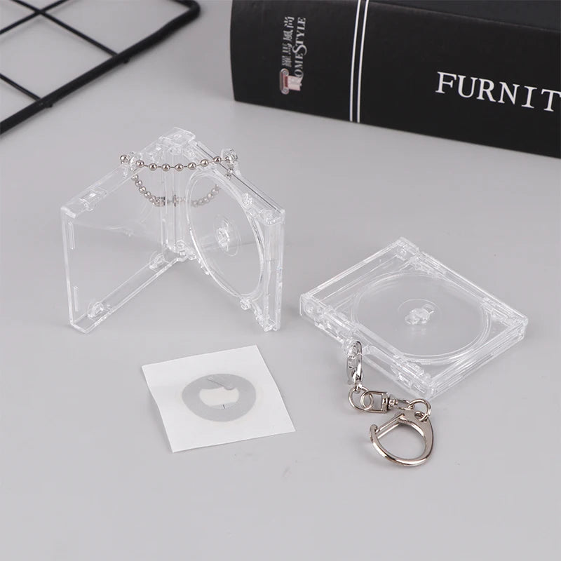 1 PCS Blank Album CD Case Mini Keychain Creative DIY Pendant for Backpack Hanging Decoration Vue
