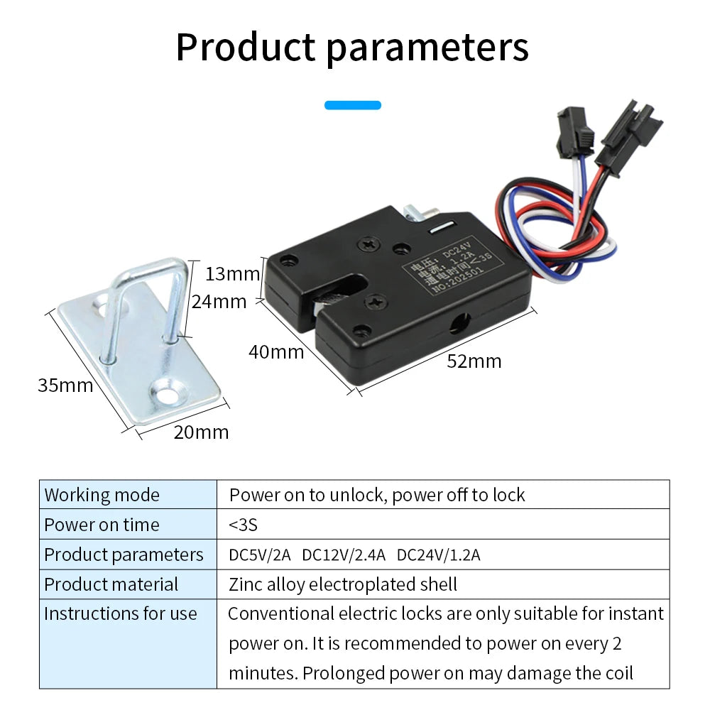 DC 5-24V Compact Solenoid Electromagnetic Lock for Cabinet Drawer Control, Industrial Commercial Use Vue