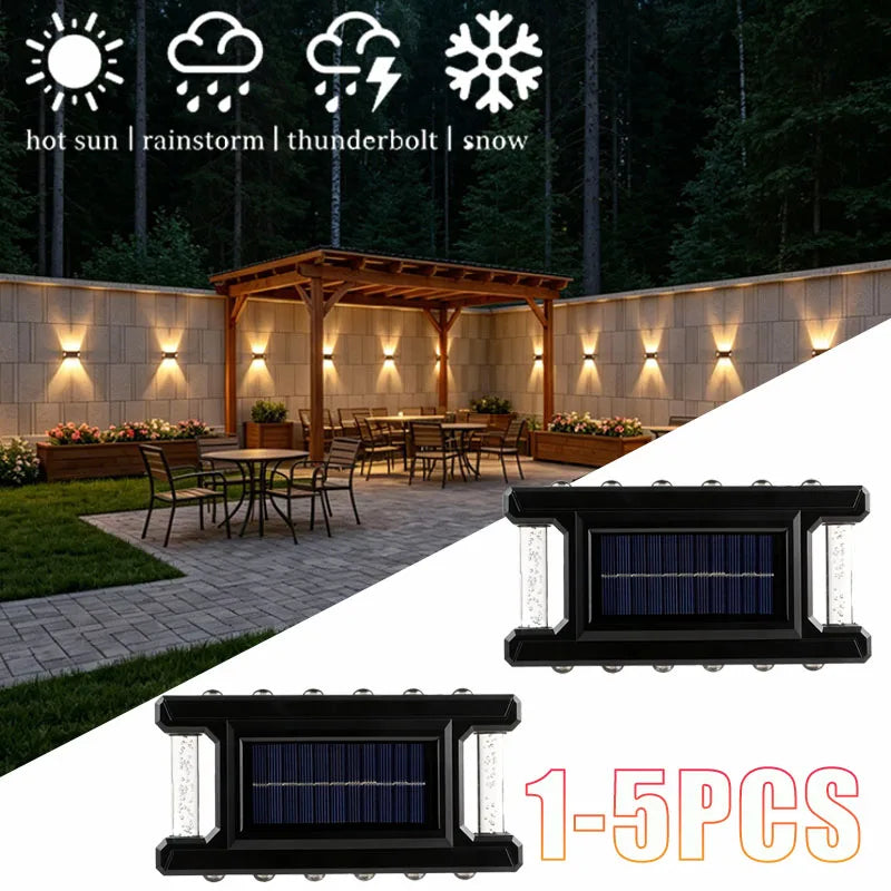 1-5PCS Waterproof Solar Wall Light Outdoor LED Warm White Wash Lighting for Fence Balcony Patio Yard Ambiance Landscape Decor Vue