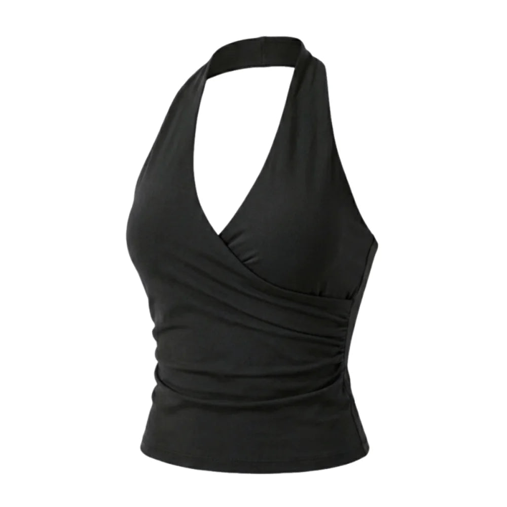 Sport Essentials Halter Neck Yoga Outfit Seamless Backless Yoga Vest Detachable Breathable Sports Bra Fitness Training Vue Black XL