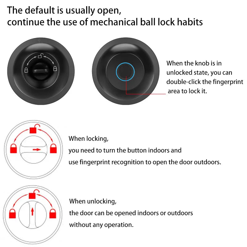 XSDTS With Tuya Biometric Fingerprint Smart Door Lock Electronic Lock Keyless Security Door Entry Home House Apartment Vue