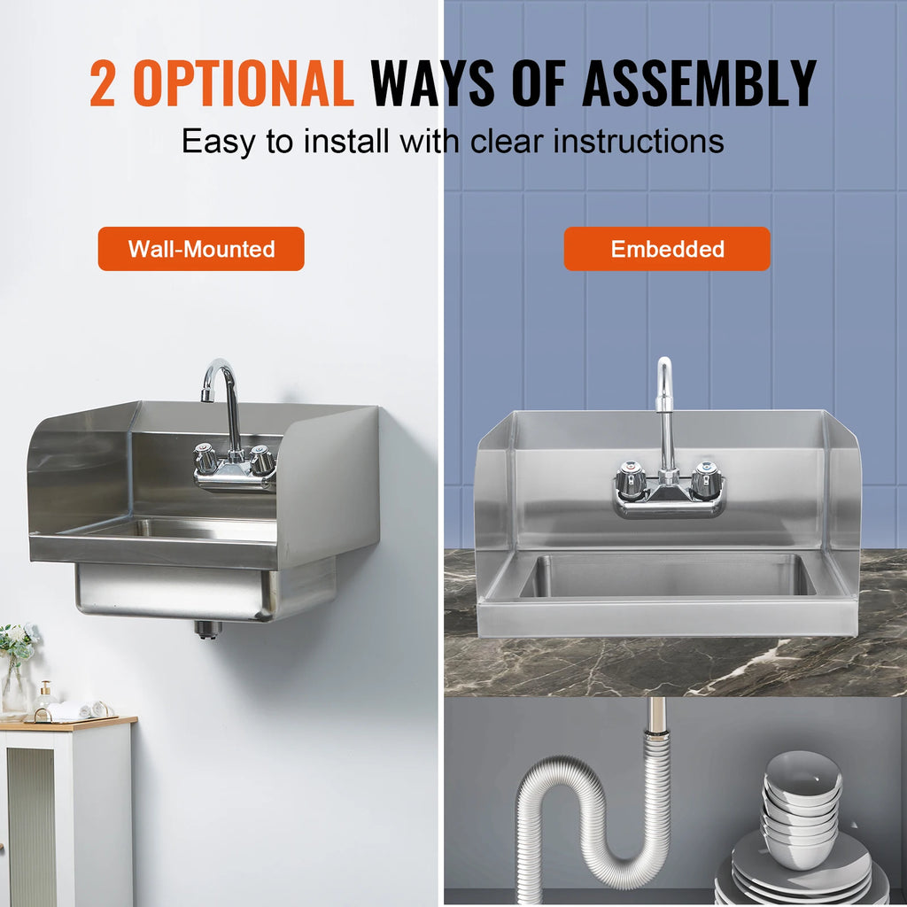 SucceBuy Commercial Wall Mount Hand Sink with Faucet & Splash Commercial Hand Sink Vue