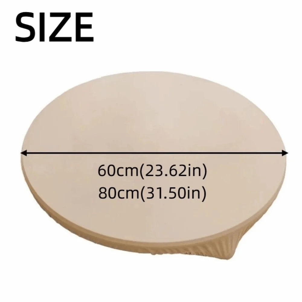 PU Leather Stretch Tablecloth Oil Proof Waterproof Round Table Cover 60/80cm Elastic Edged Desktop Cover Dining Table Vue